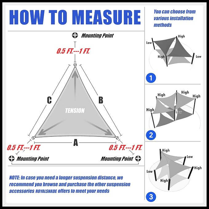 Royal Shade 5' x 9' x 10.3' Brown Right Triangle Sun Shade Sail Order to Make - Image 6