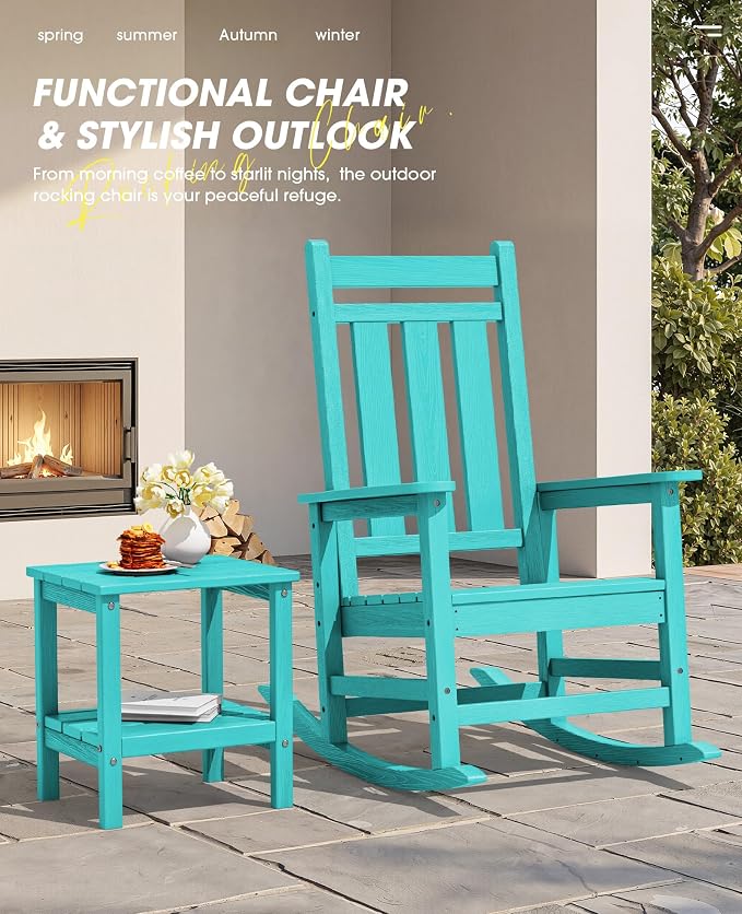 Oversized Outdoor Rocking Chair, HDPE Patio Rockers, Aruba | | All-Weather - Image 6