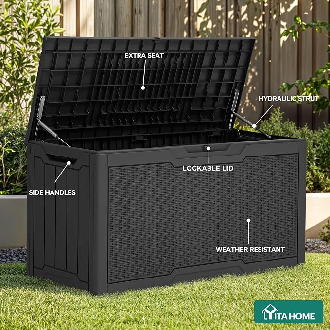 YITAHOME 80 Gallon Outdoor Storage Box | Large Water Resistant Resin Deck Box - Image 6