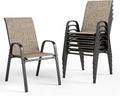 PHI VILLA Outdoor Stackable Dining Chair Set of 6, Textilene Mesh & Metal | by PHIVILLA