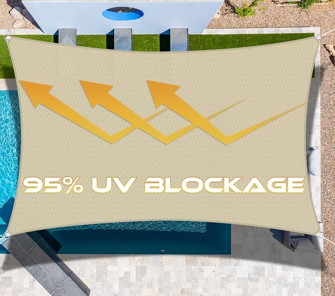 Windscreen4less 12' x 14' Sun Shade Sail Rectangle Outdoor Canopy Cover UV Block - Image 7