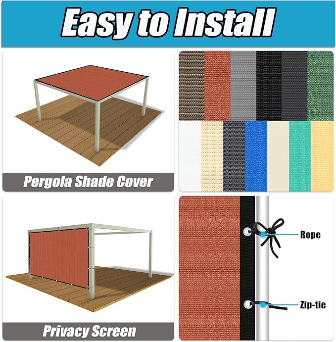 Amagenix 90% Pergola Shade Cover 6' X 24' Sun Shade Cloth - Image 4
