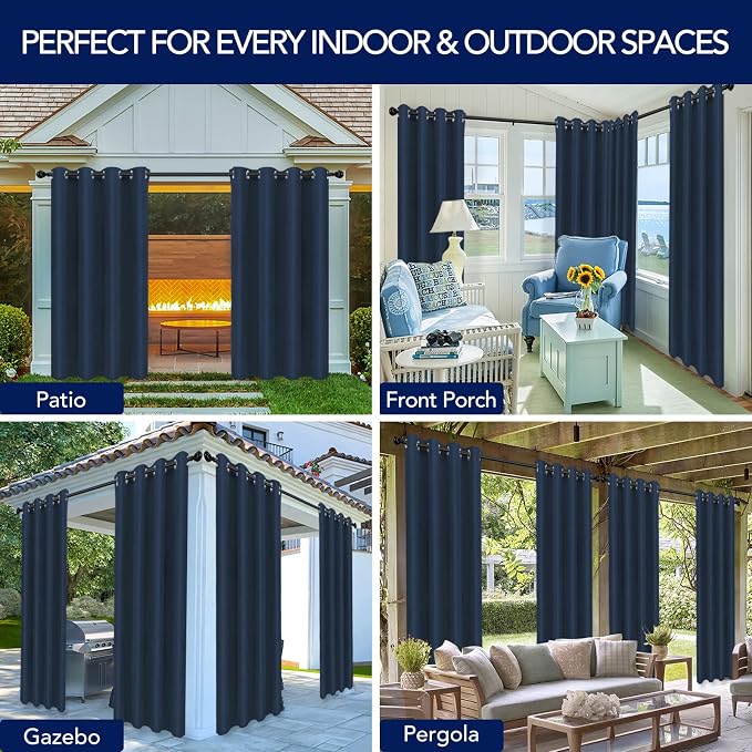 PureFit Outdoor Curtains for Patio Waterproof Weatherproof Outside Curtains | - Image 5