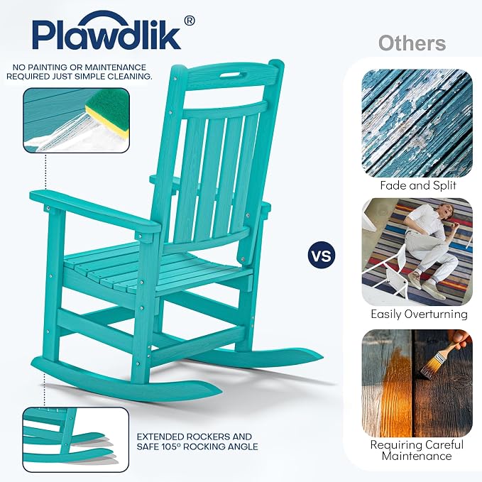 Oversized HDPE Outdoor Rocking Chair Set of 4, All-Weather, Aruba | Heavy Duty - Image 7