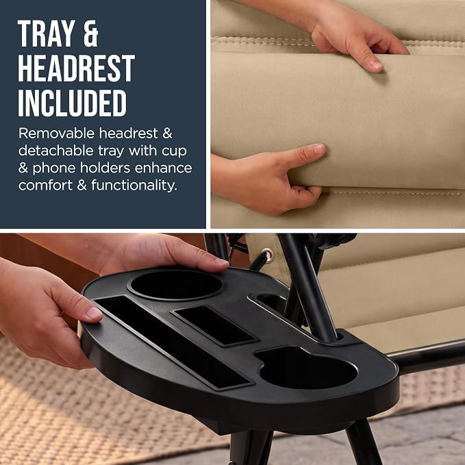 Best Choice Products Oversized Padded Zero Gravity Chair w/Canopy Headrest Cup - Image 9