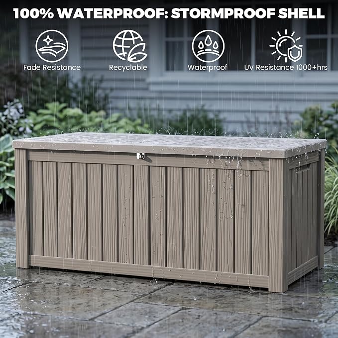 Outdoor Storage Box, 150 Gallon Waterproof Deck Box, Piston-Assisted Resin Trunk - Image 5