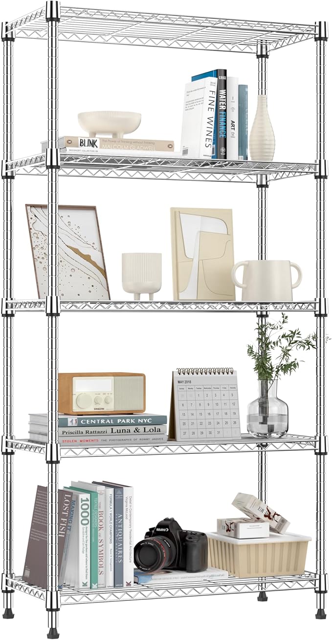 M MZG 1250 lbs 5 Tier Shelf Metal Storage Shelves Shelving Wire Rack Heavy Duty by MEIGAOPLASTICANDMETALHKCOLIMITED