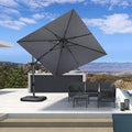 PURPLE LEAF Patio Cantilever Umbrella Left-right Tilting 9' X 9' Light Grey | by PURPLELEAF