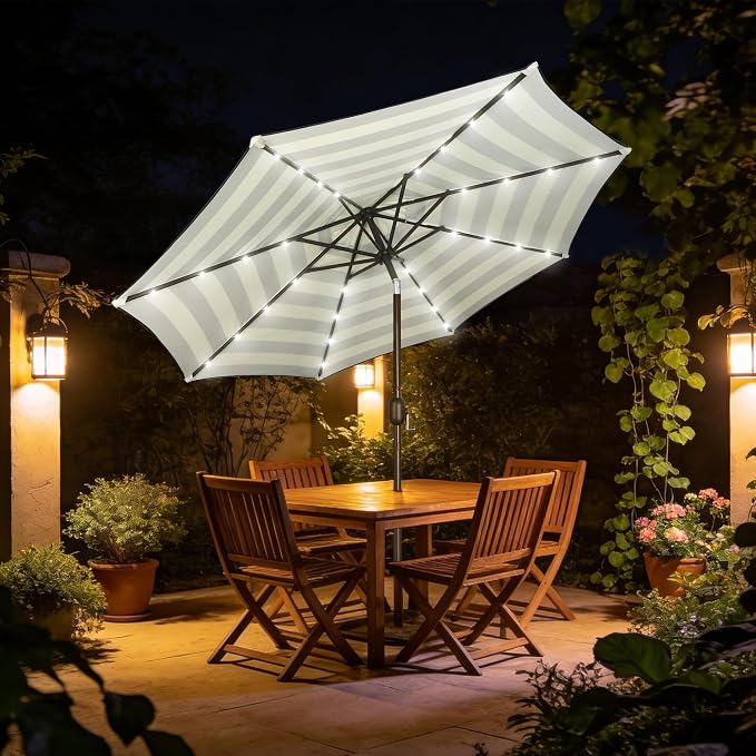 9 ft Solar Umbrella, Patio Umbrella - Image 6