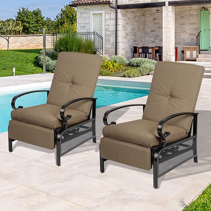 Incbruce Outdoor Lounge Chair Set of 2 Patio Furniture Adjustable Recliner - Image 2