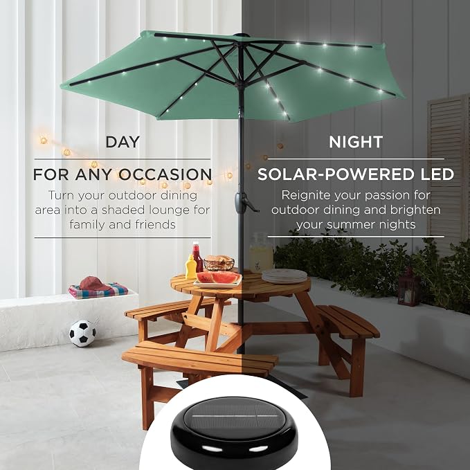 Best Choice Products 7.5ft Solar Umbrella LED Lighted Patio Umbrella, Table - Image 3