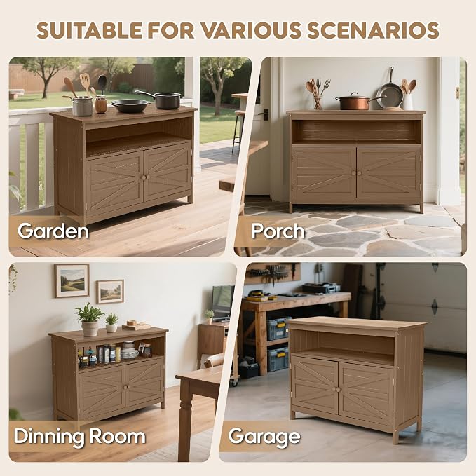 HIPS All-Weather Outdoor Storage Cabinet, Outdoor Sideboard - Image 8