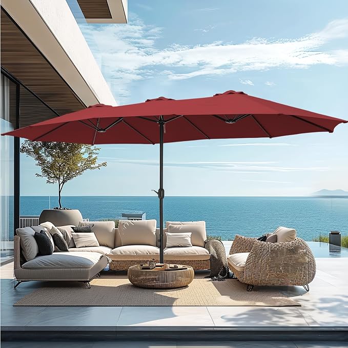 PHI VILLA 15ft Large Outdoor Patio Umbrella - Image 8