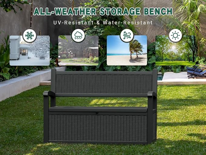 80 Gallon Outdoor Storage Bench, Resin Outside Storage Box - Image 5
