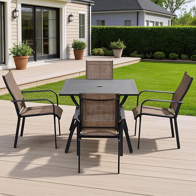 Patio Chairs Set of 8, Stackable Outdoor Dining Chairs, All Weather Breathable - Image 8
