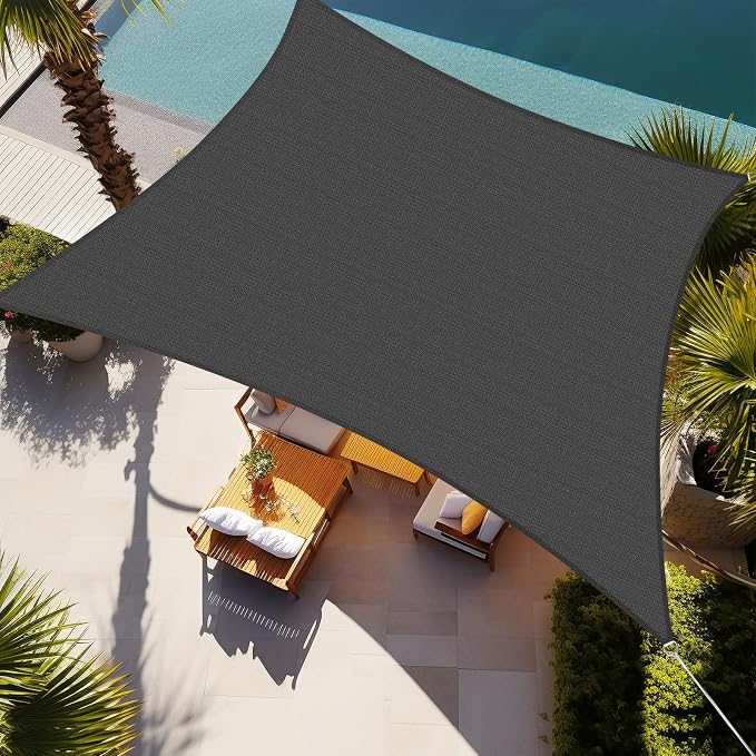 Shade&Beyond Rectangle Sun Shade Sail 16'X20' Permeable Canopy Dark Grey by ShadeBeyond