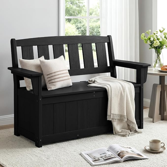 SERWALL HDPE Outdoor Storage Bench, Deck Box - Image 8