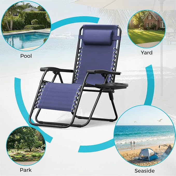 Homall Zero Gravity Chair Patio Folding Lawn Outdoor Lounge Gravity Camp - Image 7