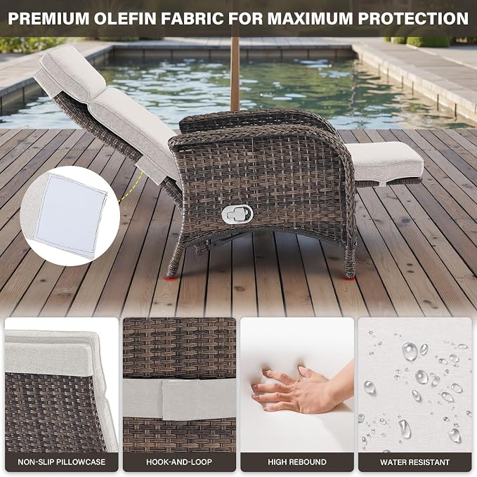Versatile Outdoor Recliner Chair Set of 3 - Image 5