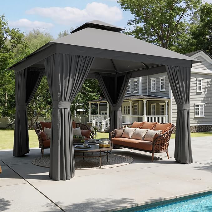 Aoxun 10x10 Gazebo Metal Frame Canopy Tent by Aoxun