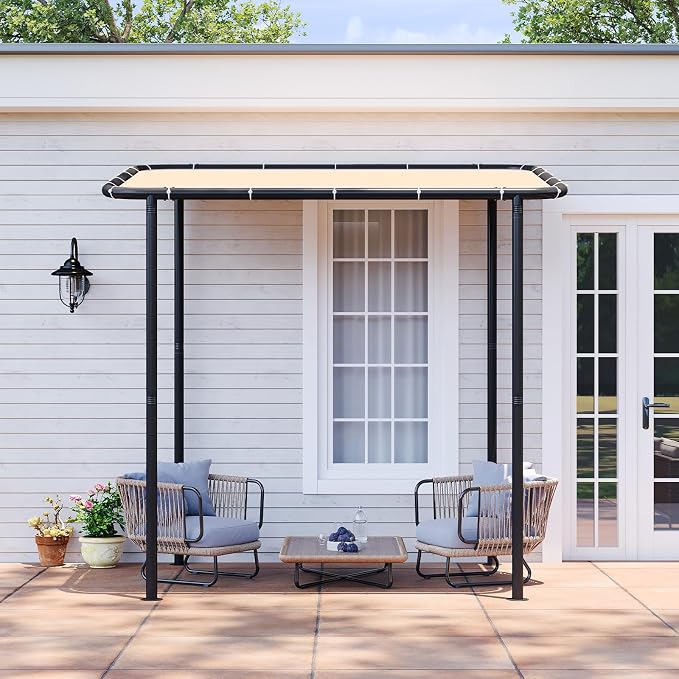 Aoxun 8x5 Lean-to Gazebo, Sloped Roof Pergola Porch Canopy Awning - Image 2