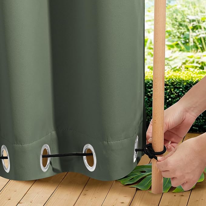 NICETOWN Outdoor Curtains Waterproof Fixed Bottom W52xL95 Greyish Green | by NICETOWN