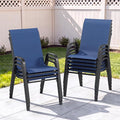 Outdoor Patio Chairs Set of 8 Stackable Dining Chairs All-Weather Textilene by CHINNLUU