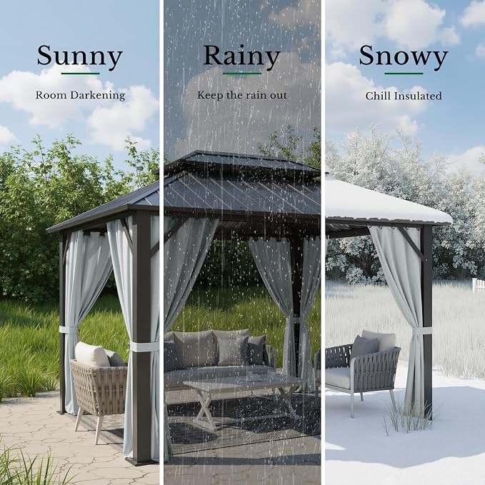 Outdoor Curtains Waterproof W52 x L95 Inch Greyish White, 1 Panel | Thermal - Image 5