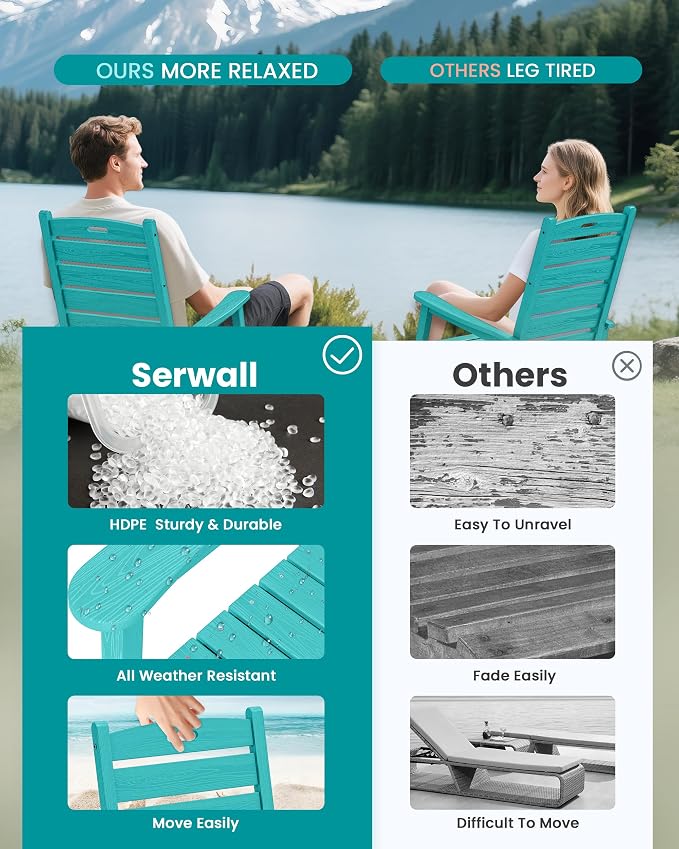 SERWALL Outdoor Rocking Chair Set of 2, HDPE Rocker - Image 9
