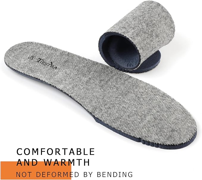 Thick Merino Wool Insoles for Men Fur Fleece Shoes Inserts Memory Foam Cushion Comfort Warm Sheepskin Insoles for Winter Snow Boots Slippers Grey 42EU,US9