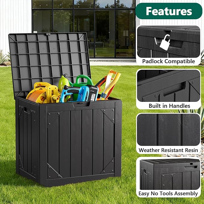 Outdoor Storage Box, 31 Gallon Lockable Waterproof Deck Storage Box, Yard - Image 5