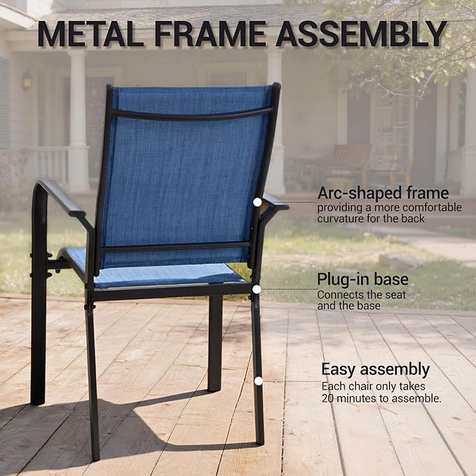 Patio Chairs Set of 4, Stackable Outdoor Dining Chairs, All Weather Breathable - Image 7