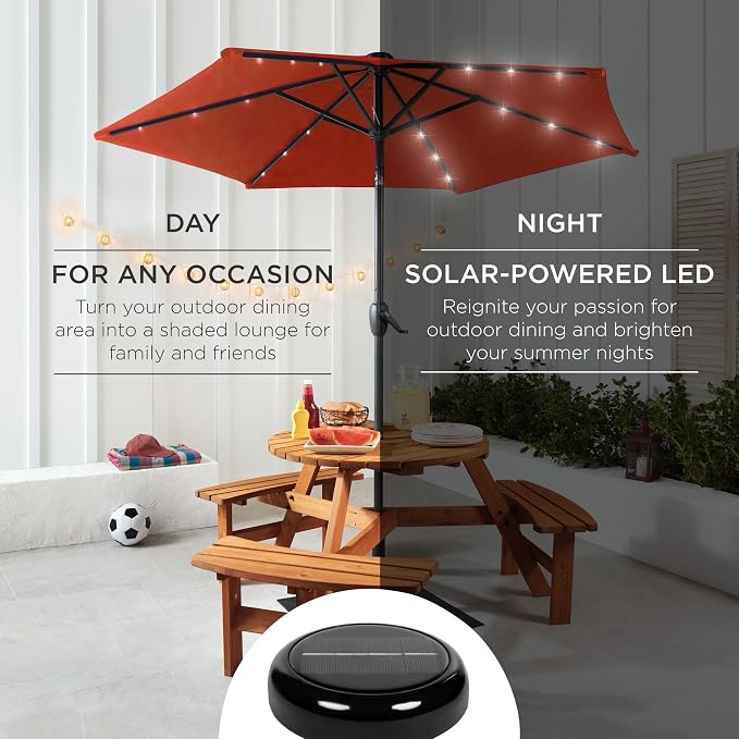 Best Choice Products 7.5ft Solar Umbrella LED Lighted Patio Umbrella, Table - Image 3