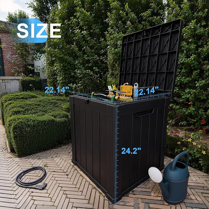 50 Gallon Waterproof Outdoor Resin Deck Box, Lockable Storage Container - Image 3