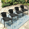 4 Stackable Wicker Patio Chairs, Weather-Resistant Outdoor Seating by Home