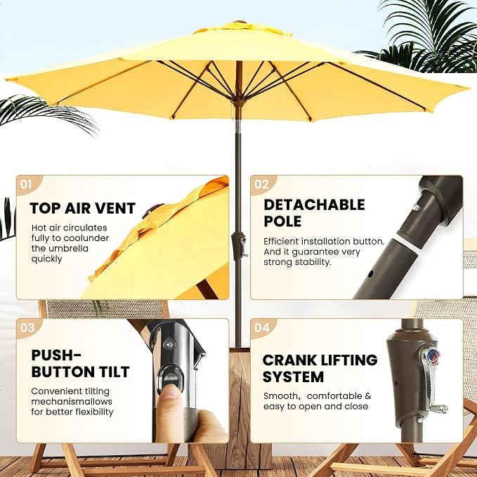 Ayge Patio Umbrella 9FT Outdoor Umbrella Patio - Image 2