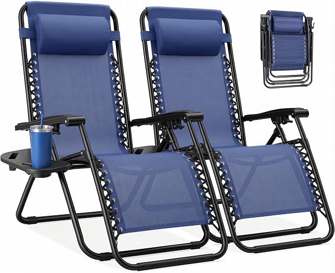 NEWBULIG Zero Gravity Chairs Set of 2, Lounge Chair Folding Portable Adjustable by NEWBULIG