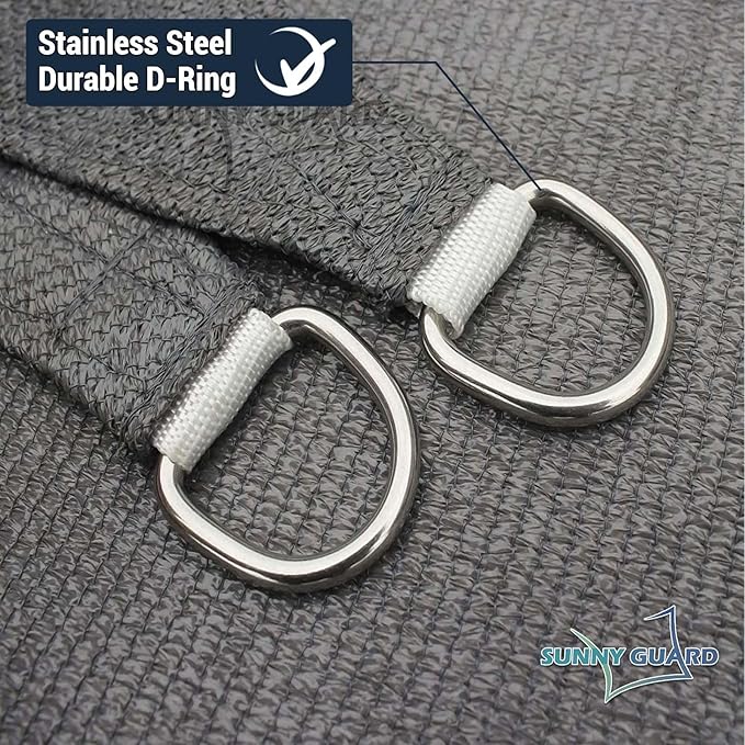 SUNNY GUARD Custom Size 7'x7'x7' Dark Grey Sun Shade Sail Triangle UV Block - Image 6