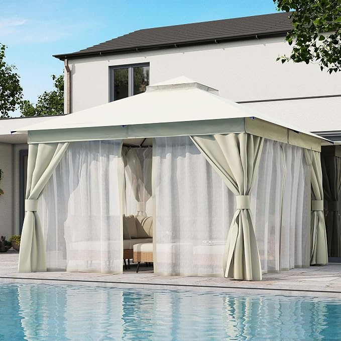 12'x12' Outdoor Gazebo, Metal Frame Heavy Duty Patio Canopy Tent Shelter - Image 3