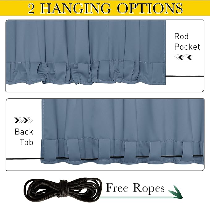 NICETOWN Outdoor Curtains Waterproof Fixed Bottom W52xL95 Stone Blue | - Image 2