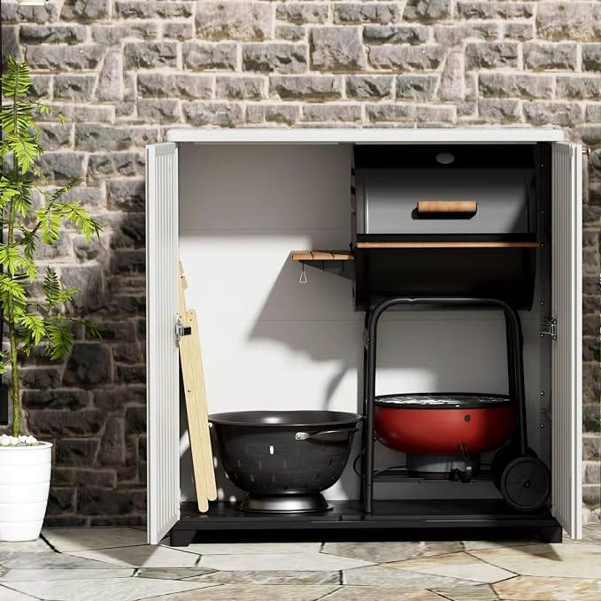 Mrosaa Outdoor/Indoor Storage Box, Resin and Plastic Storage Cabinet Waterproof - Image 6