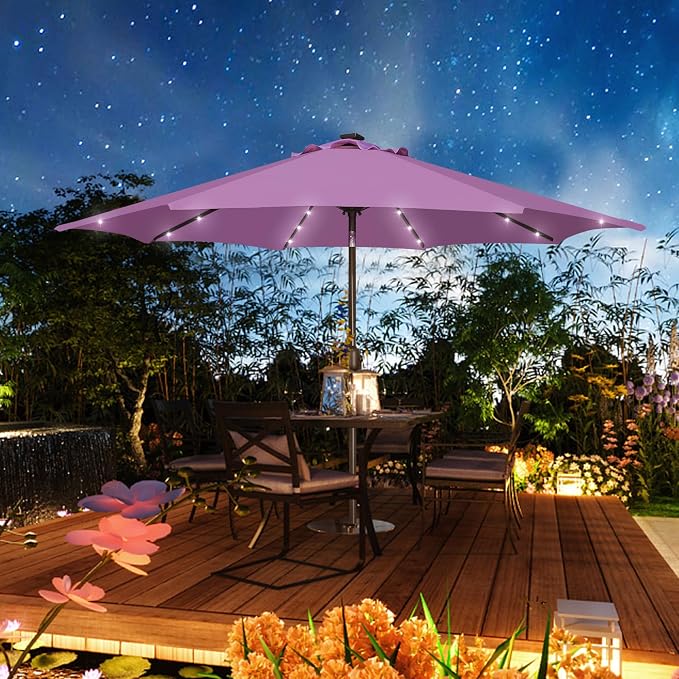 9 ft Solar Umbrella, Patio Umbrella - Image 8