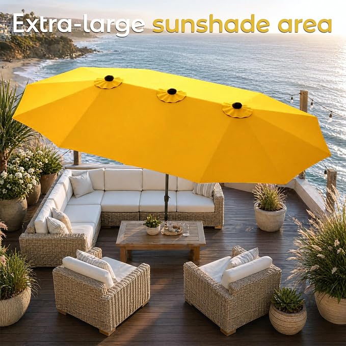 DomeShade 15FT Double-Sided Patio Umbrella - Image 3