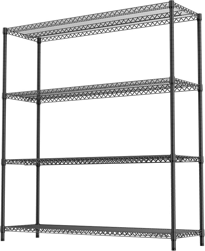M MZG 2800LBS 59" W 4 Tiers Storage Shelves Load, Metal Shelving Wire Metal - Image 7