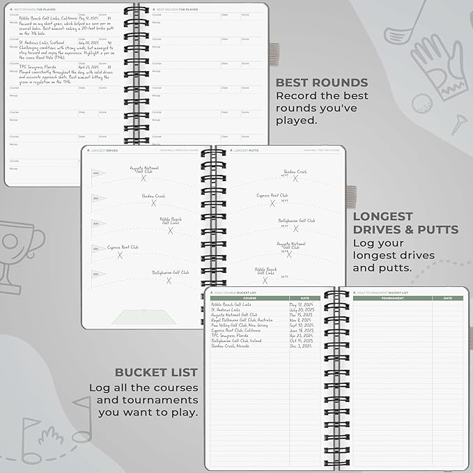Clever Fox Golf Log Book – Small Training & Scorecard Journal – Pocket Notebook – Golf Practice Accessories & Gifts Ideas for Men (Gray)
