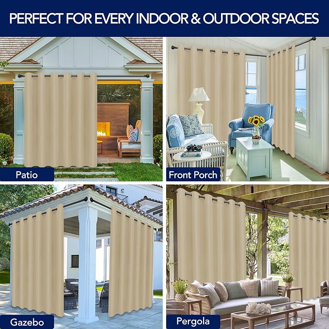 PureFit Outdoor Curtains for Patio Waterproof Weatherproof Outside Curtains | - Image 5