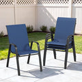 Outdoor Patio Chairs Set of 4 Stackable Dining Chairs All-Weather Textilene by CHINNLUU