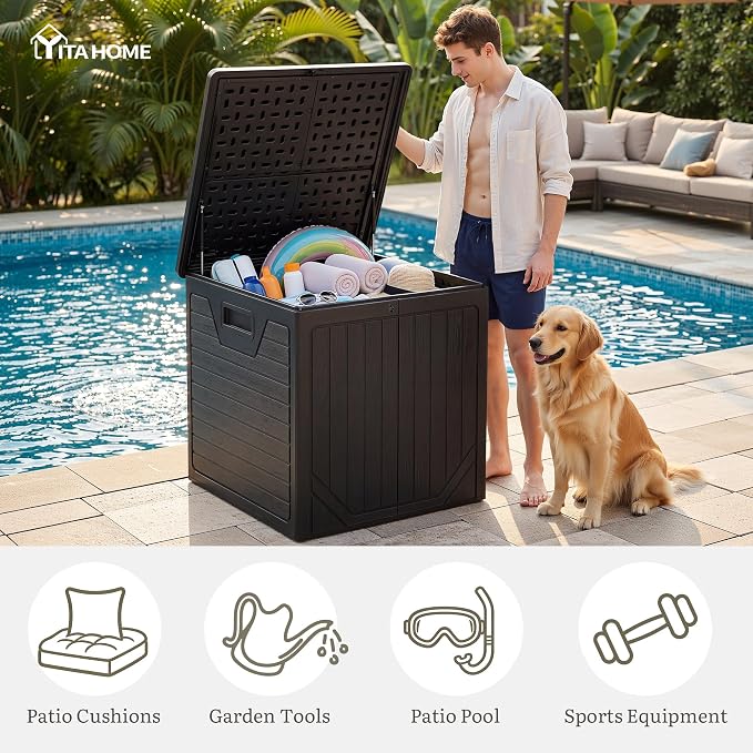 YITAHOME 150 Gallon Large Outdoor Storage Box w/Double Wall | Waterproof Deck - Image 2