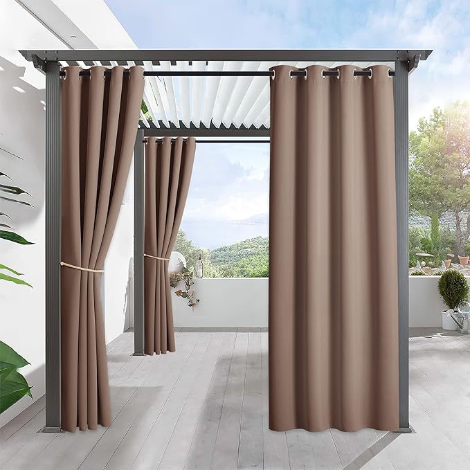 RYB HOME Outdoor Curtains for Patio Waterproof Blackout Thermal Insulated | by RYBHOME
