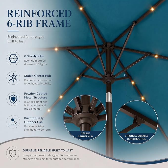 6.5 x 10ft Rectangular Patio Umbrella - Image 5